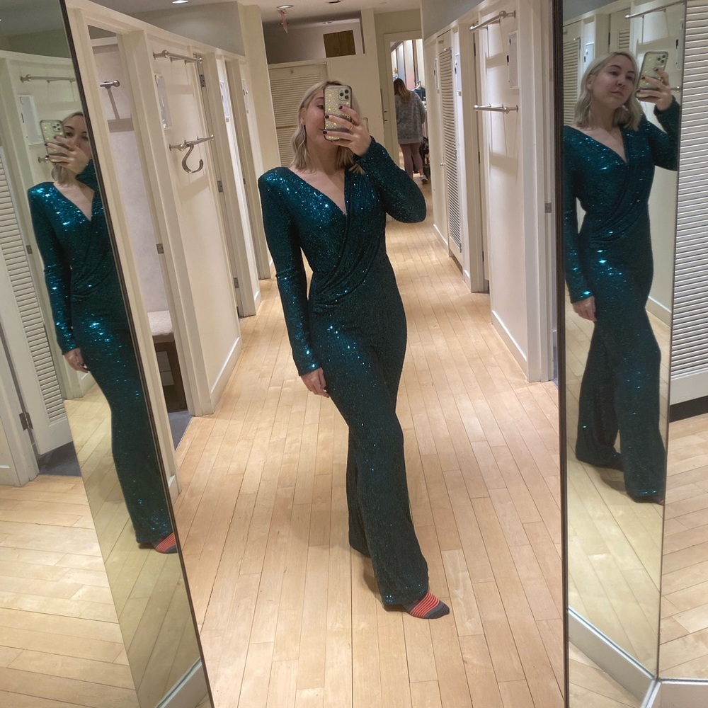 Green Sequined Jumpsuit size Large